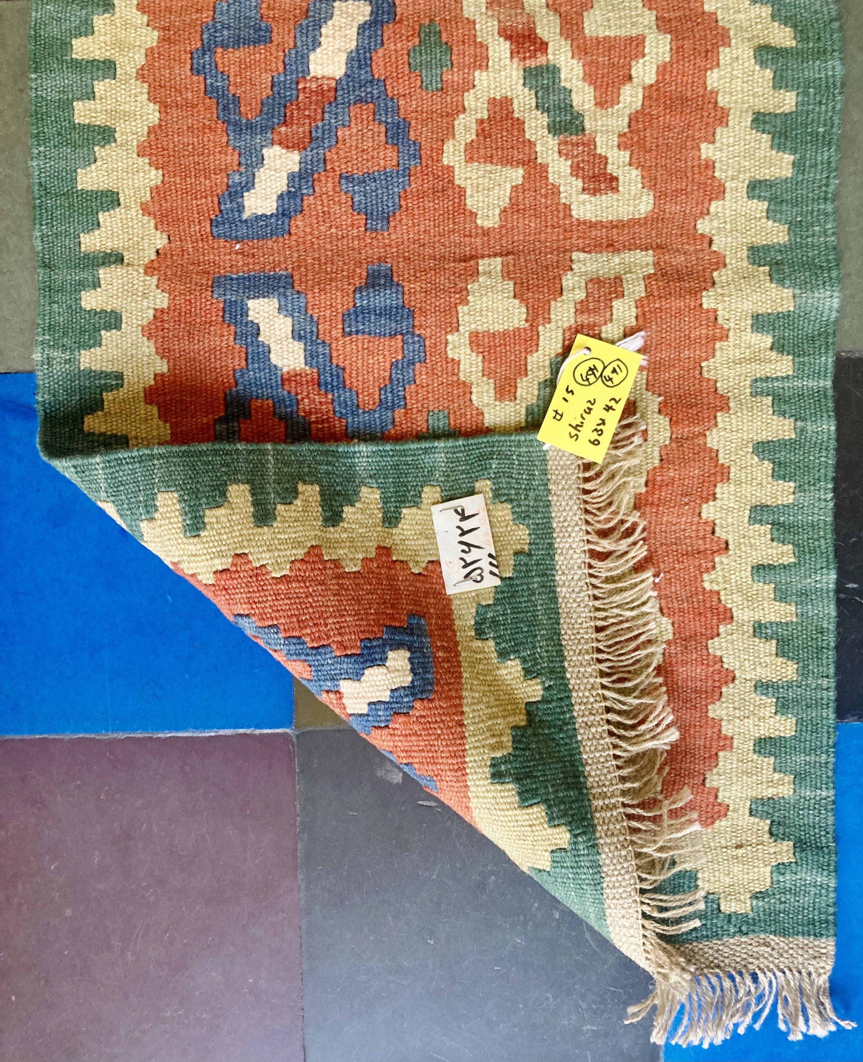 Small kilim Shirazi carpet Iran 41x62cm