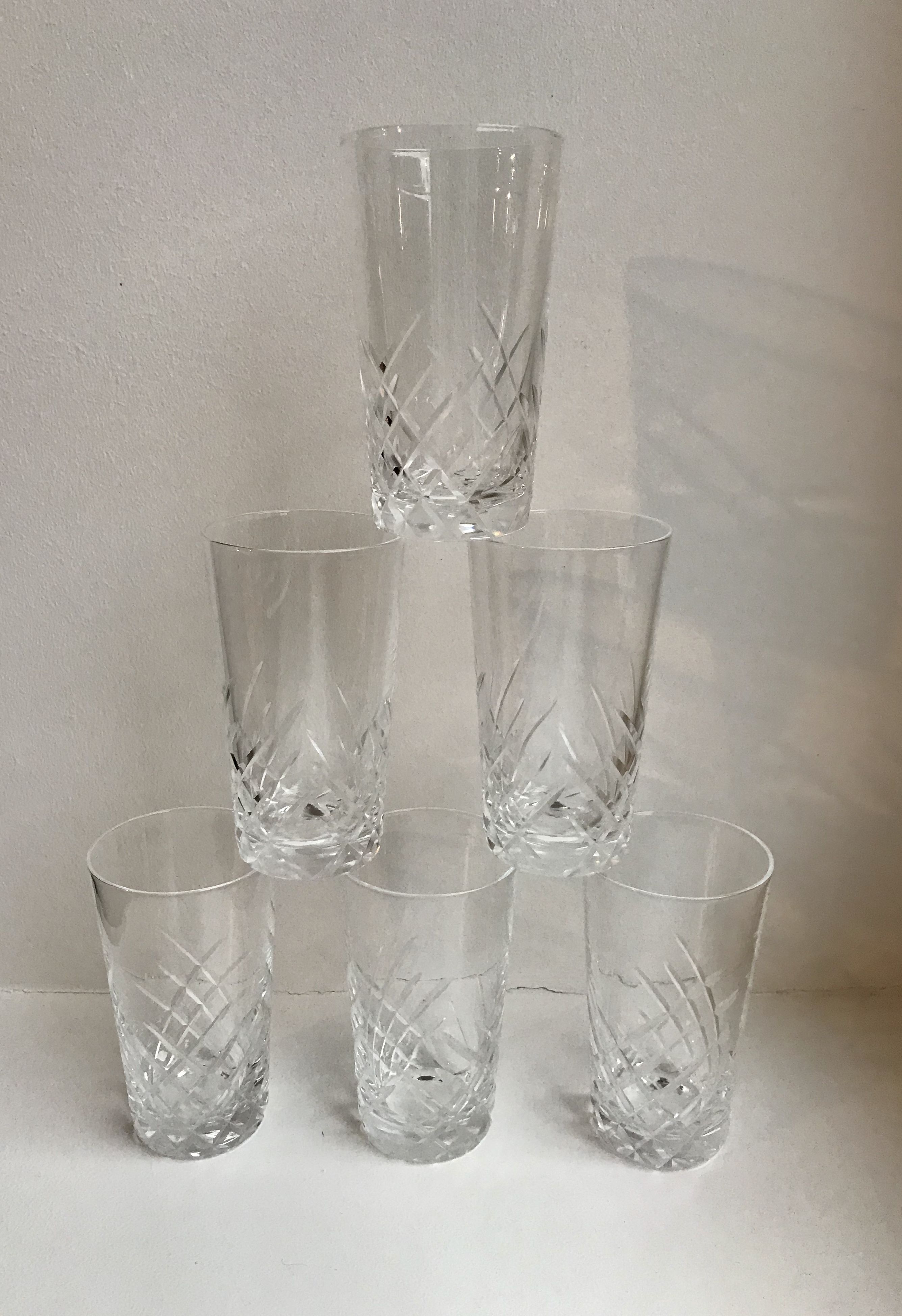 Set of 6 crystal shot glasses 50s