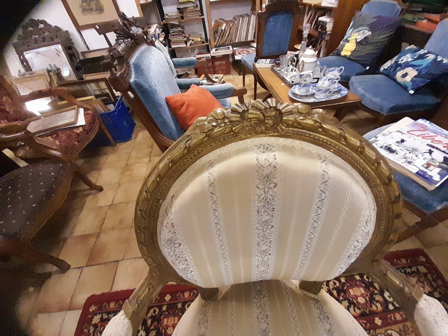 Louis XVI Style Ensemble Salon - Basket Sofa & Pair of Armchairs