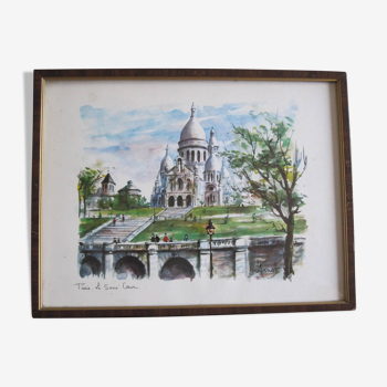 Watercolor “Paris. The Sacred Heart” by Arno, 1960