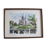 Aquarelle « Paris. Le Sacré-Coeur »  par Arno, 1960