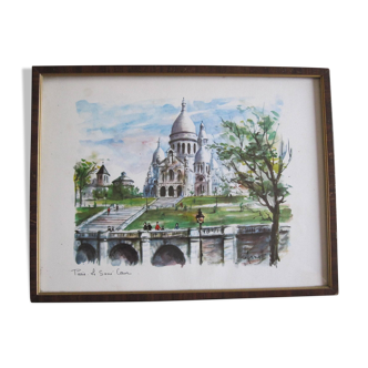 Aquarelle « Paris. Le Sacré-Coeur »  par Arno, 1960