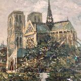 Oil on canvas representing Notre-Dame de Paris post-impressionist