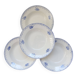 4 vintage Céranord Saint Amand soup plates — White earthenware with floral decor