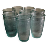 Tinted ridged glass water glass
