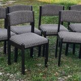 Vintage baumann chairs from the 60s upholstered. set of 6 antique chairs stamped bauman