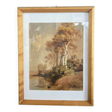 Watercolor landscape from the late 19th century, Bakhuijzen van de Sande