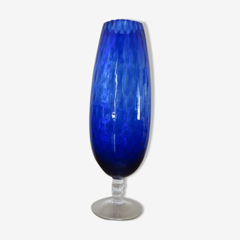 Italy vase in textured glass blue 60/70s