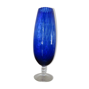 vase Italy en verre texturé - bleu