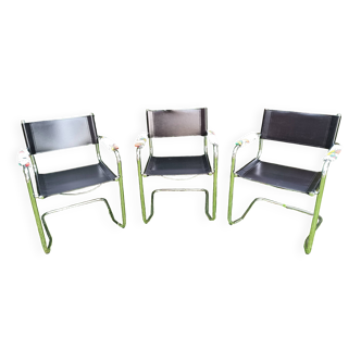 Set of 3 Mart Stam cantilever armchairs from the 70s