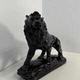 Polished Black Terracotta Lion Art Deco Italian, 1930s