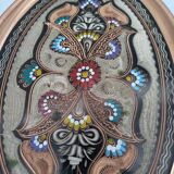 Turkish tea or coffee serving tray in chiseled copper.