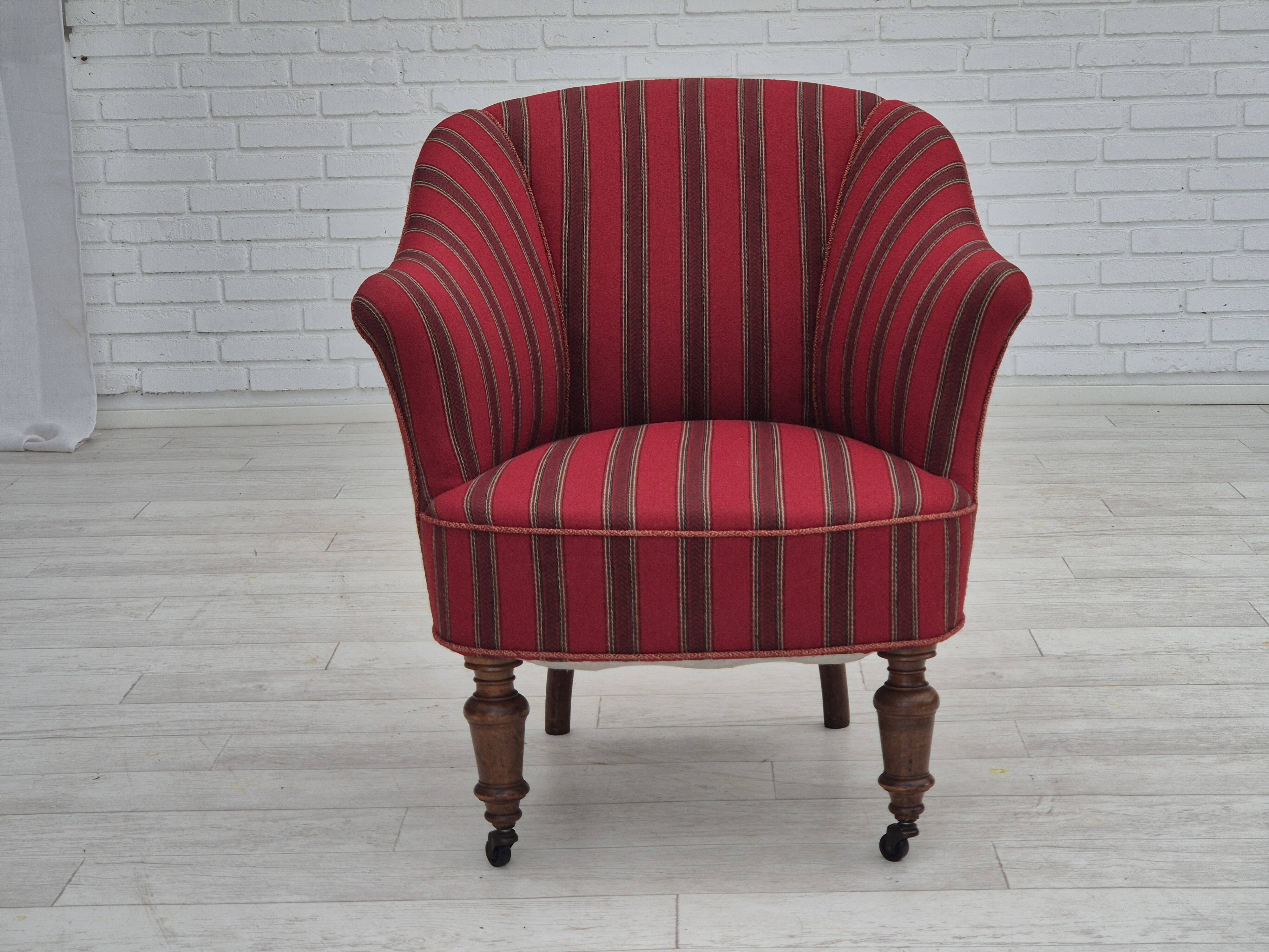 1950s, Danish lounge chair, original condition, red furniture wool.