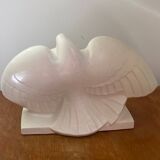 Cracked ceramic doves, signed Lejan