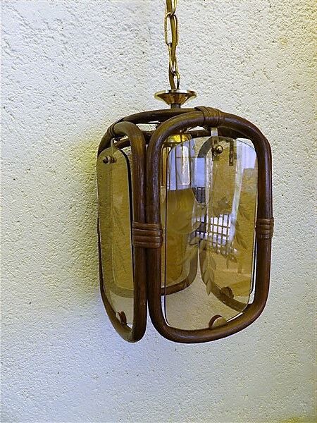 Vintage rattan hanging lamp 60