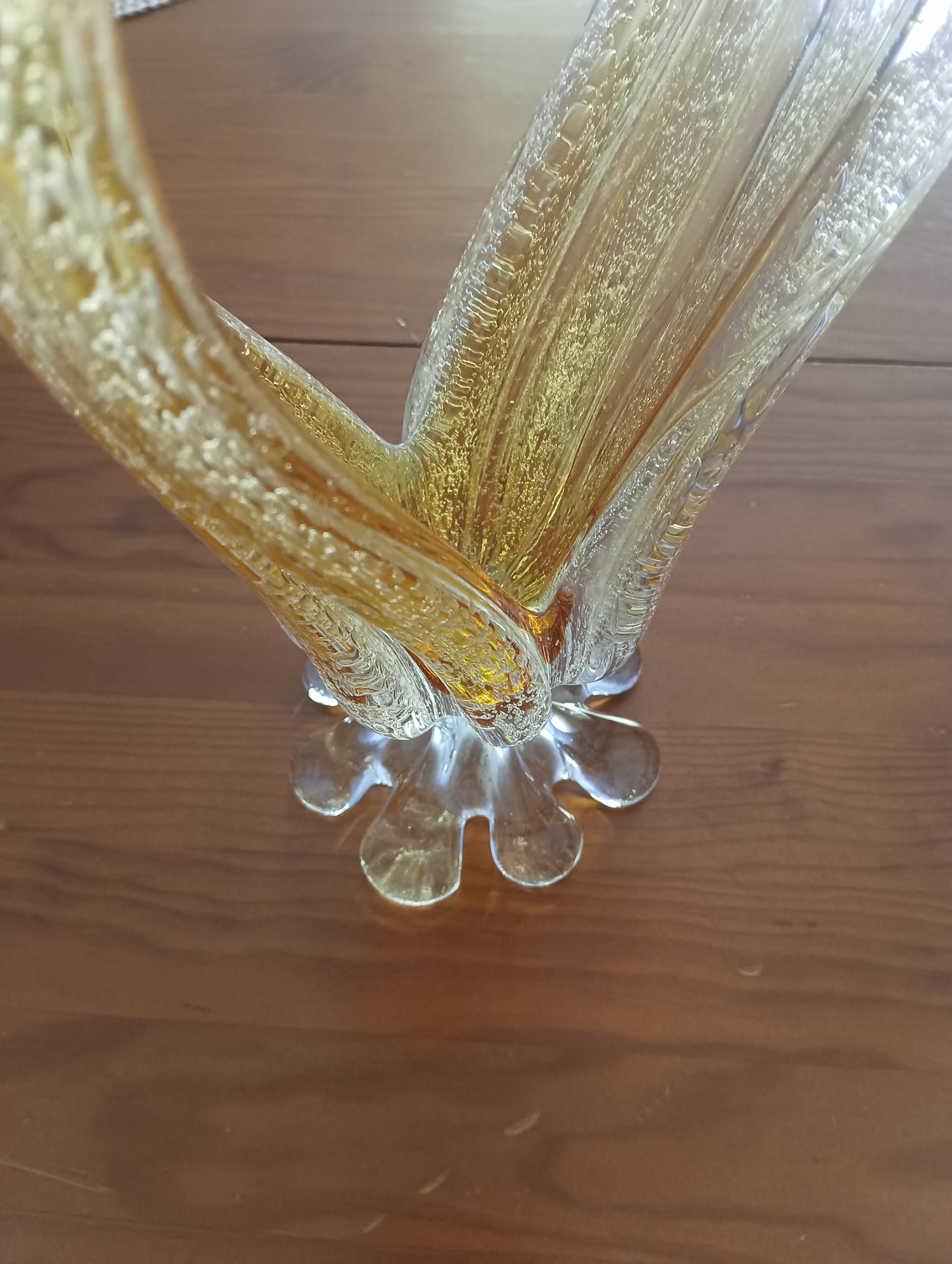 Amber bubble glass sculpture