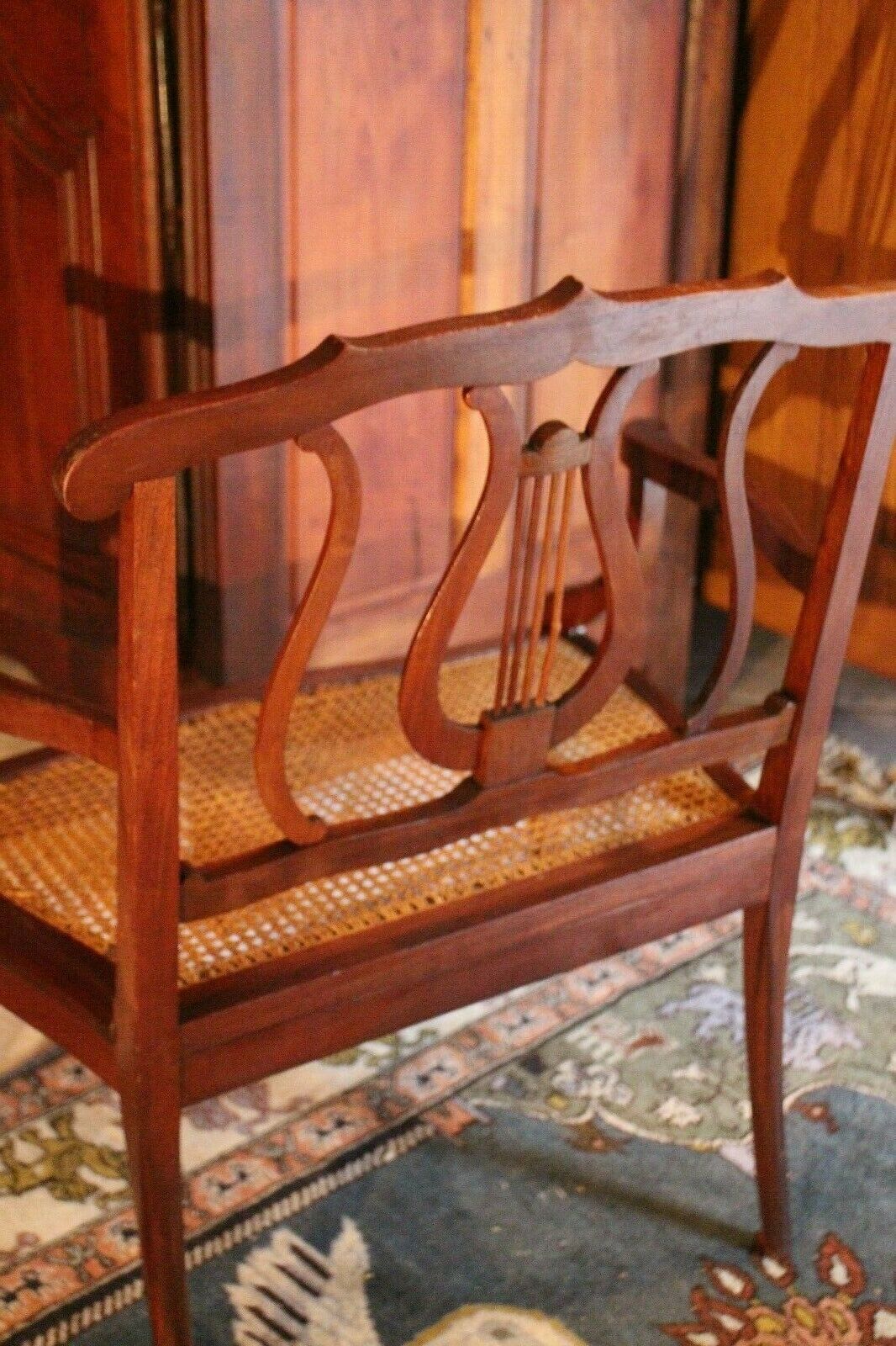 Louis 15 style canne seating child bench