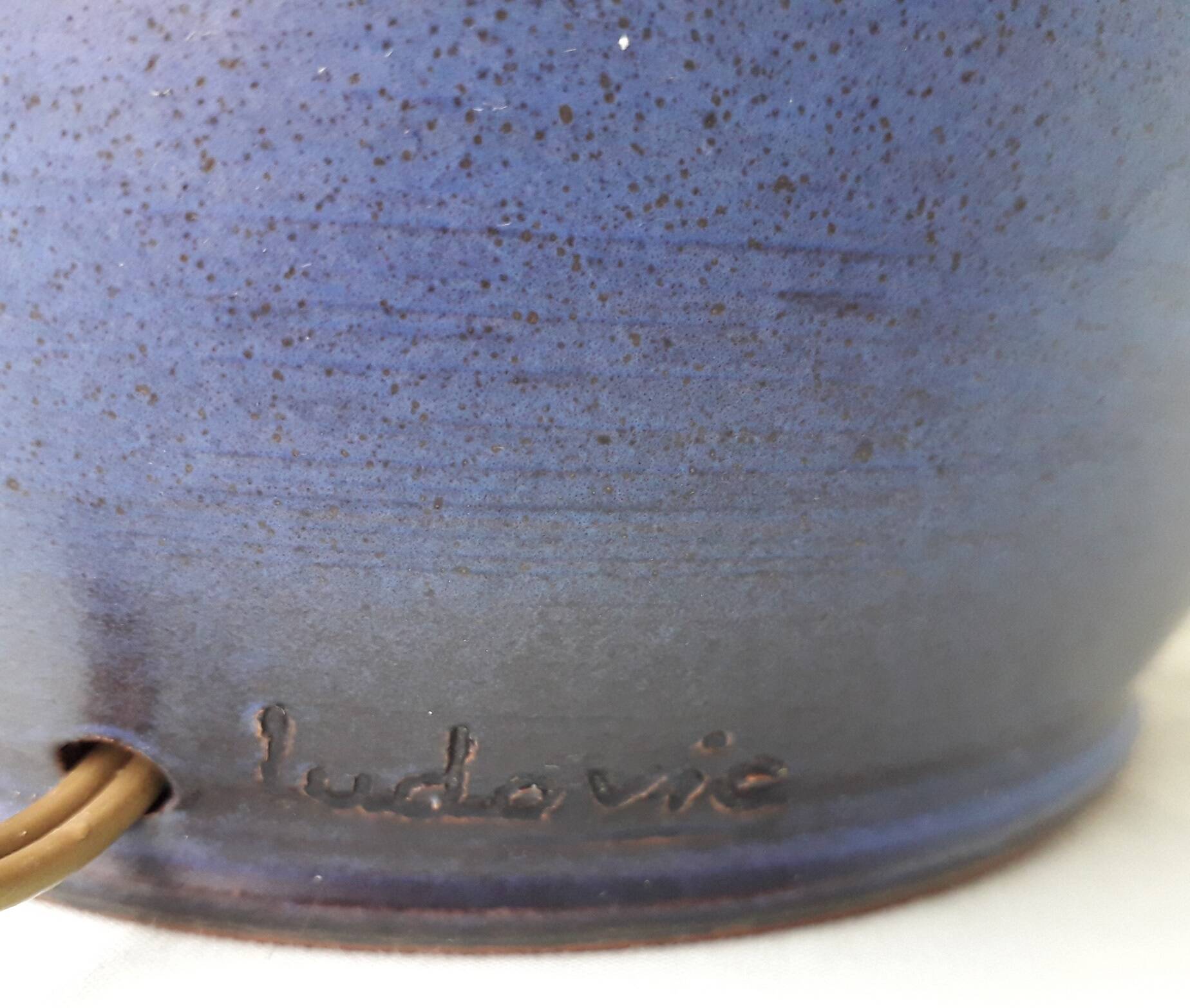 Blue ceramic lamp base Ludovic