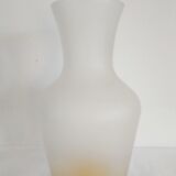 Frosted glass carafe with yellow bottom