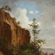 Old painting signed Ernst Gustav Doerell, landscape, 19th century.