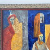 Huile sur toile - « Assemblée de femmes » - « Proces de Burges »