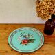 Plateau vintage turquoise décor floral champêtre