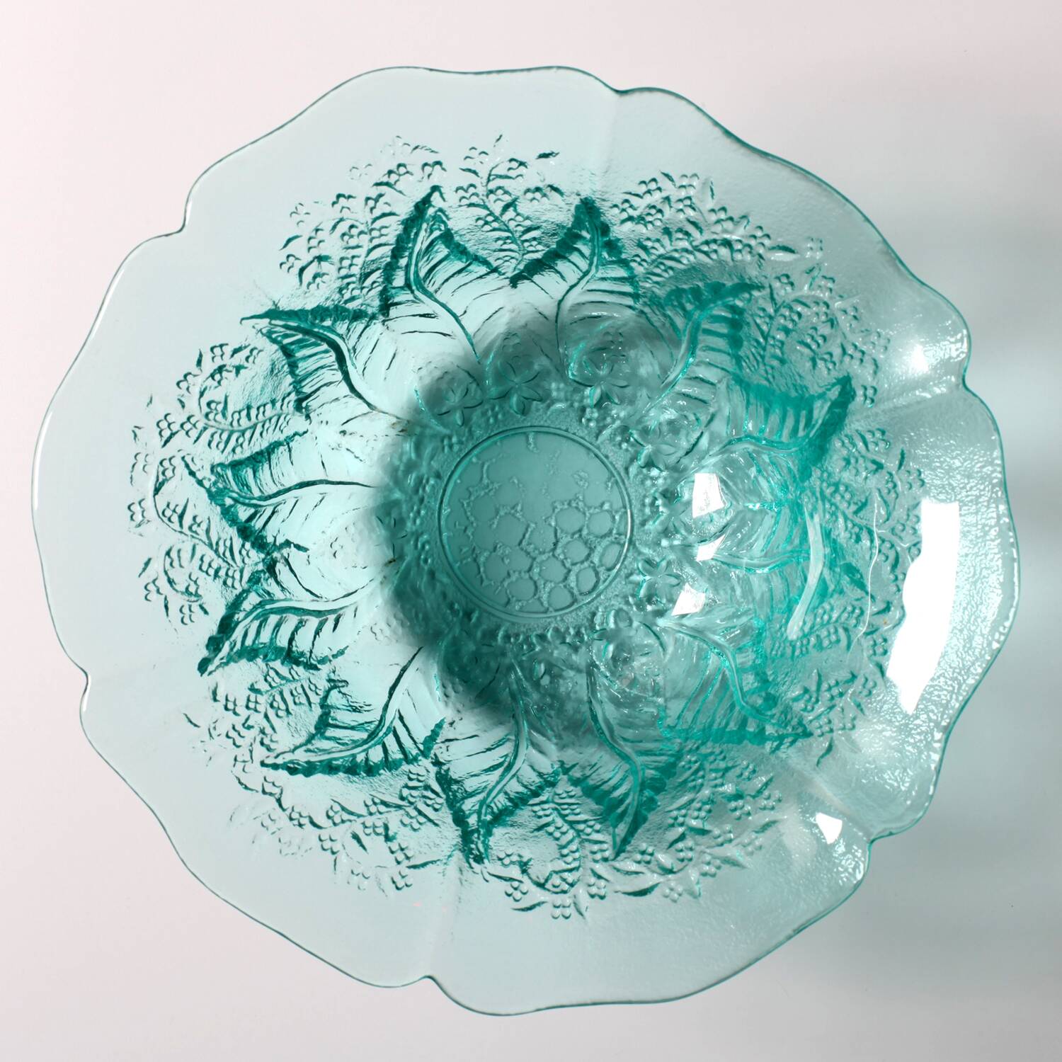 Vintage Teal Glass Fruit Bowl: Mid-Century Modern Pukeberg Sweden