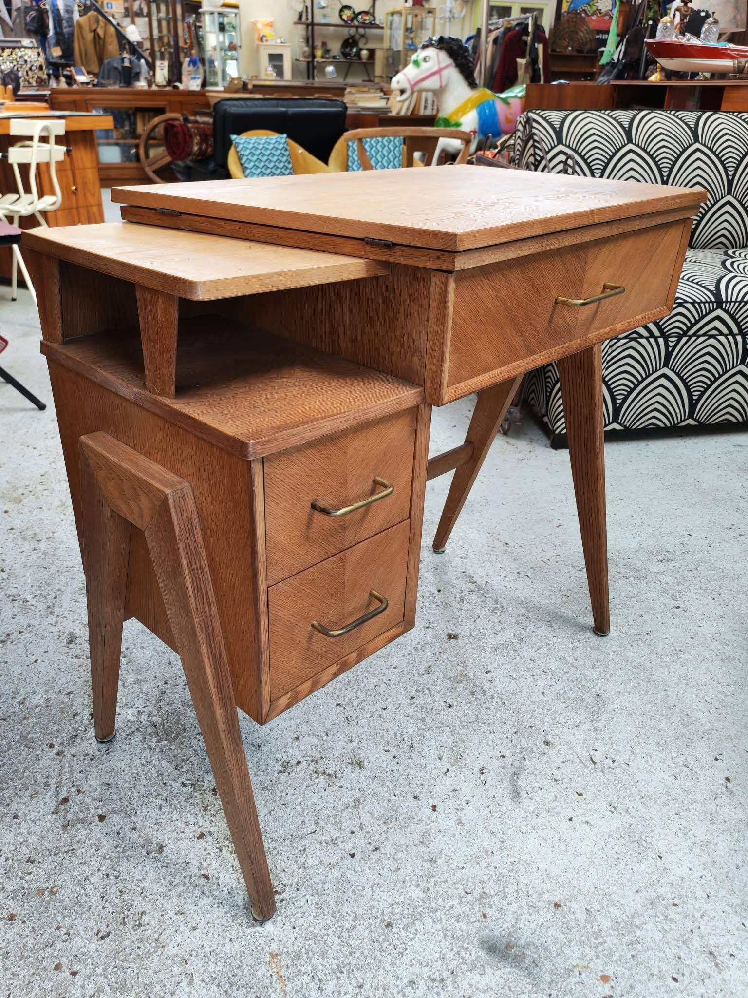 Bureau d'appoint vintage années 1950 à pieds compas