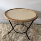 Table basse vintage, tripode en rotin