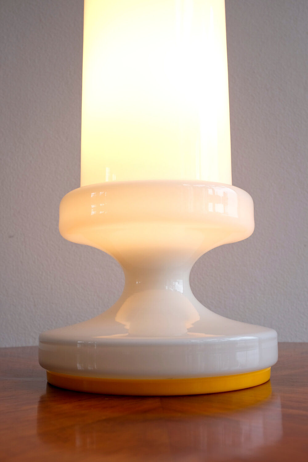 Vintage white opaline glass lamp by Valašské Meziříčí Czechoslovakia, 1970s
