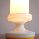 Vintage white opaline glass lamp by Valašské Meziříčí Czechoslovakia, 1970s