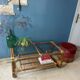 Vintage rattan and glass coffee table