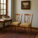 Chaises en hêtre et tissu, années 50-60