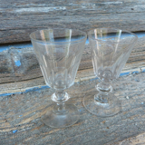 Ensemble de 2 verres à pieds anciens en cristal pour liqueur