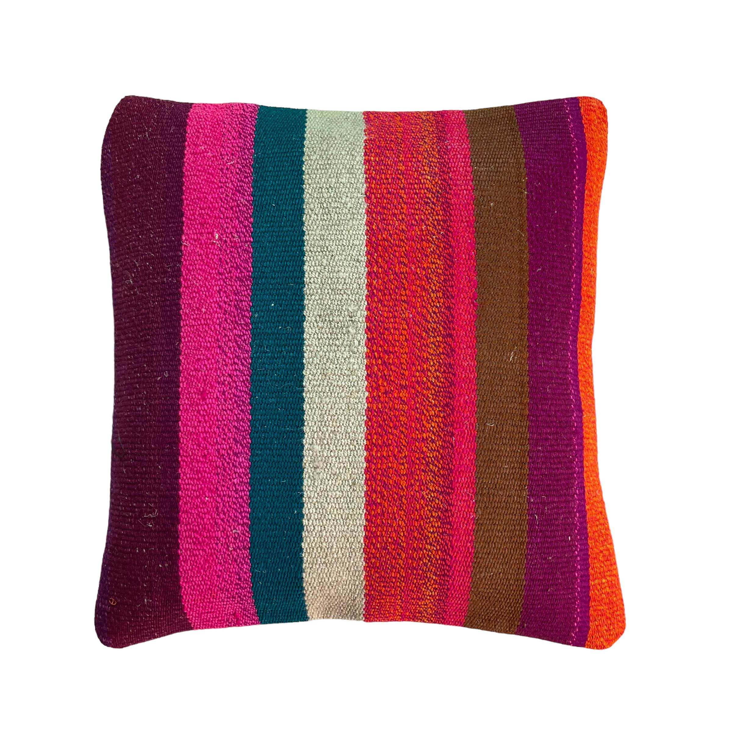 Vintage turkish kilim cushion cover , 40 x 40 cm