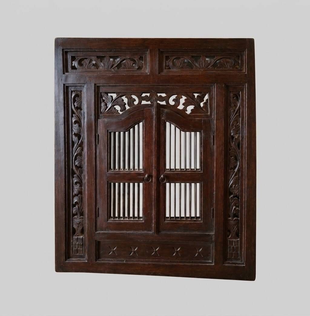 Colonial mirror in solid ebony wood 90 cm