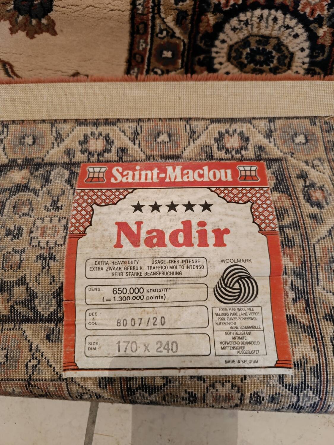 Large antique wool rug 170 x 240 cm