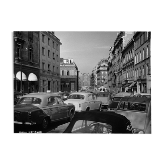 Photo drawing framed Paris in 1965 Avenue Matignon by day