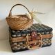 Ensemble de 2 paniers en rotin et corde vintage
