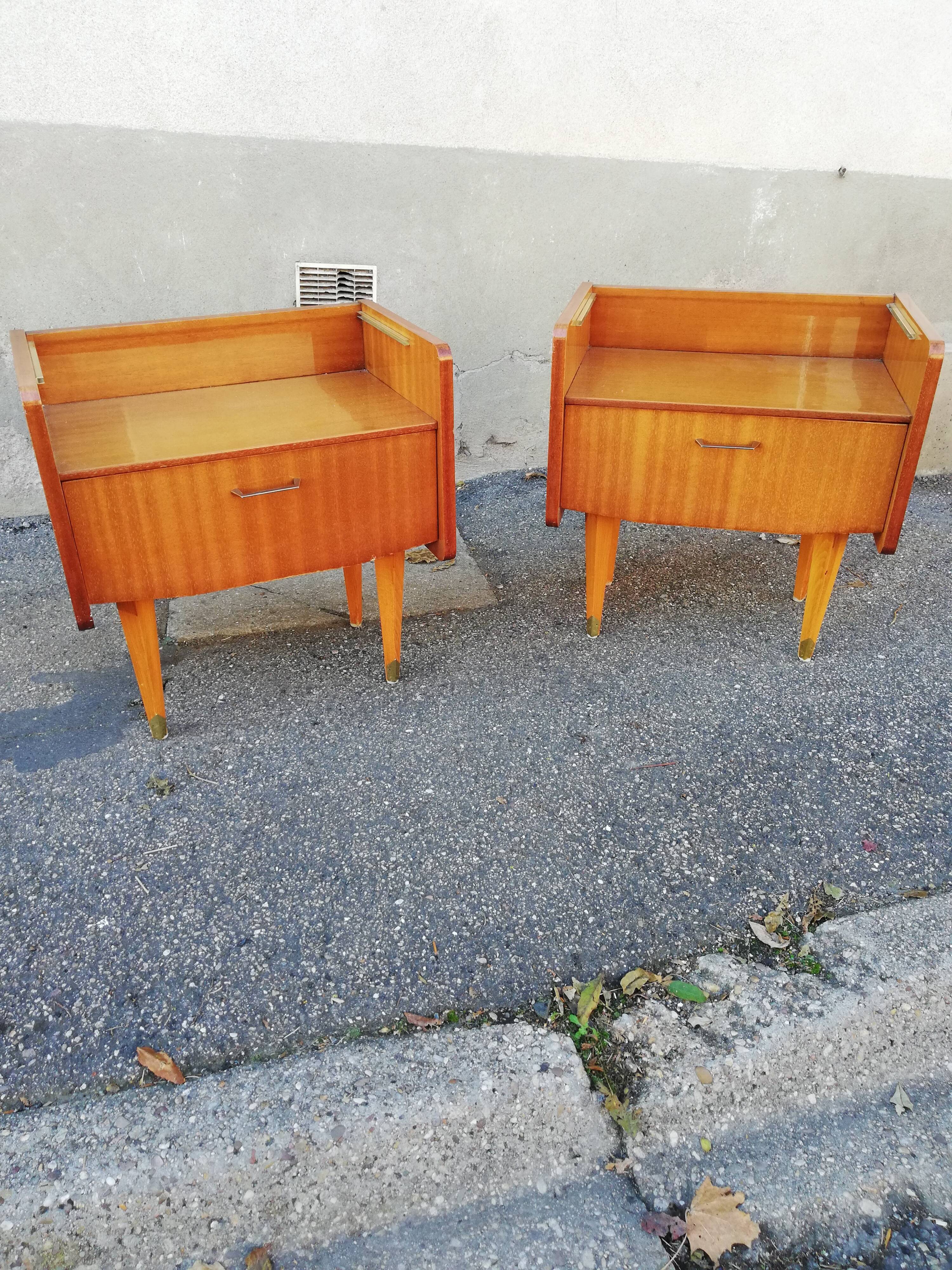 Pair of vintage bedside tables 1 flap