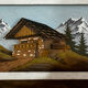 Vintage alpine table in carved and painted wood - signed