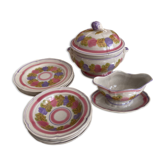 Table service in hand-painted earthenware -MBFA from Pornic-