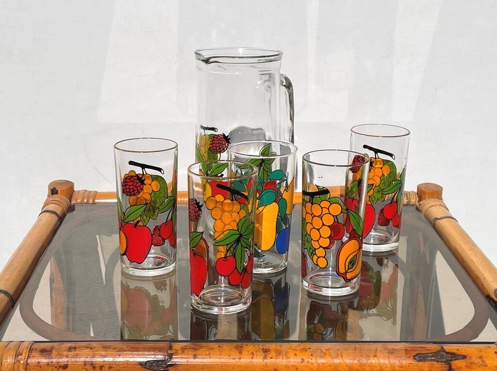 Borgonovo pitcher and glass set. Vintage 70s