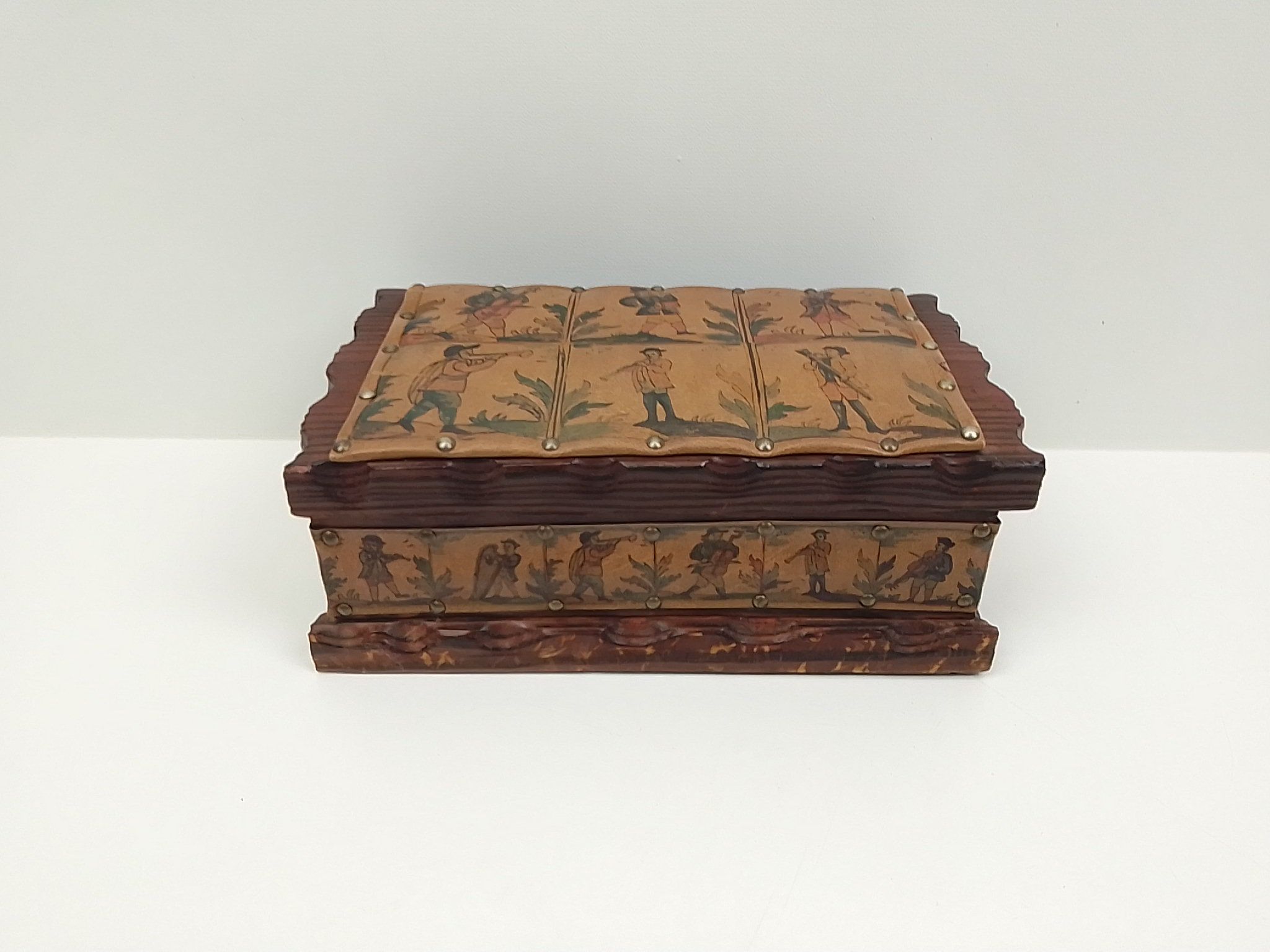 Boîte Rectangulaire En Bois Décorée - Vintage Ou Rustique, Parfaite Pour Rangement Ou Déco