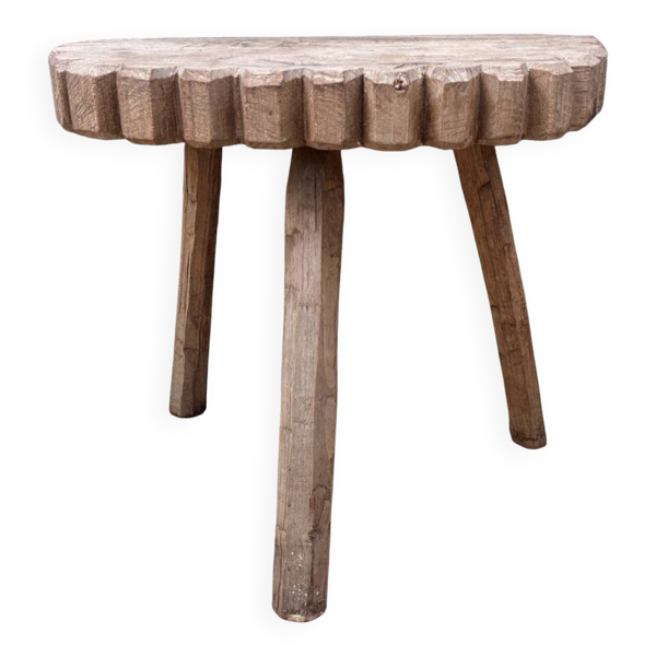 Tabouret sculptural brutaliste, porte po, bout de canapé vintage, années 50