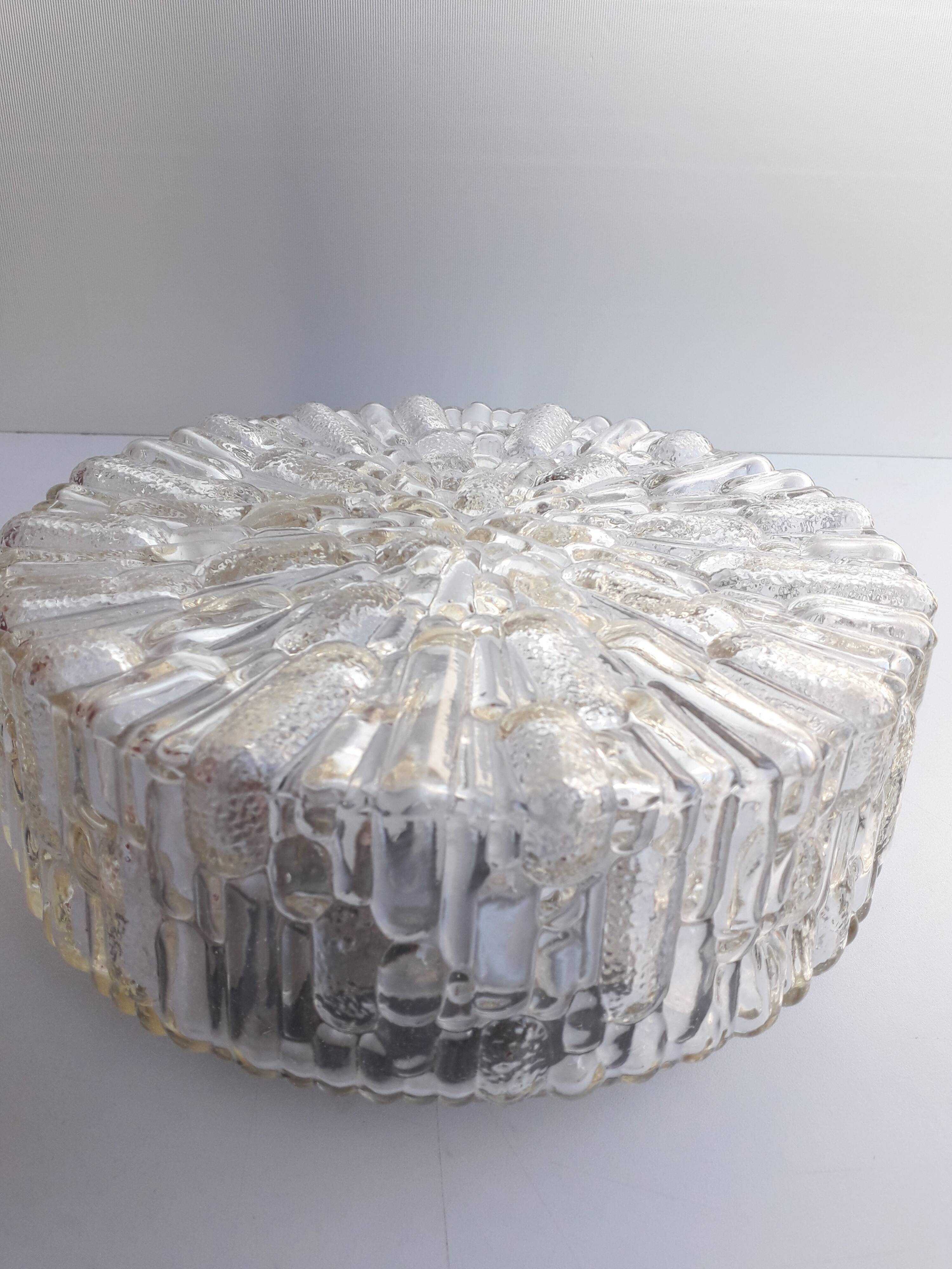 Old ceiling light / wall light - molded glass - 1970