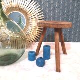 Raw wooden tripod stool