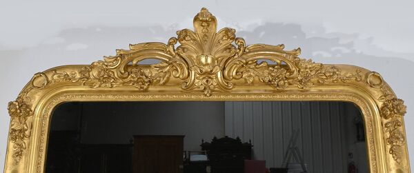 Important Miroir en Bois Doré, style Louis XV – 1ère partie XIXe