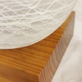 Pair of wooden and glass table lamps. Italy, 1970s.