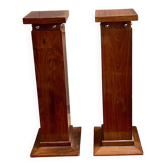 Pair of Art Deco columns / pedestals in rosewood and chrome.